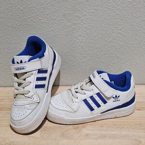 Adidas Forum Low Boys Sneakers Size 9K White Blue Hook & Loop